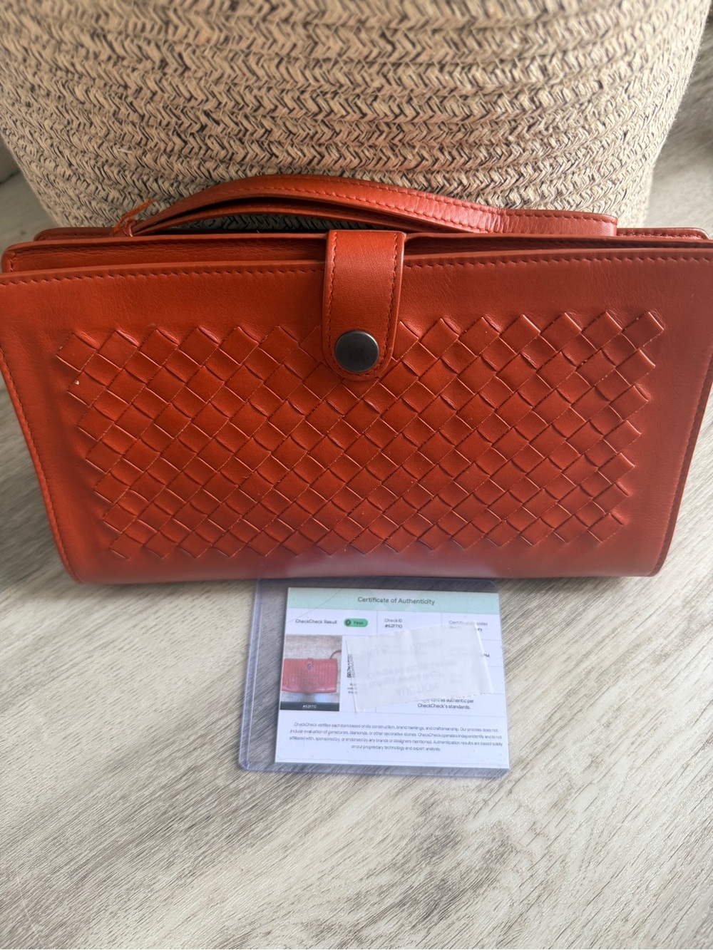 Bottega Veneta Vintage Intrecciato Leather Organizer Wristlet Clutch - w/COA